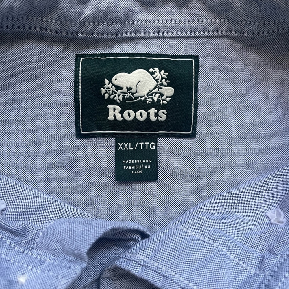 Roots Blue Long Sleeve Button Down 100% Cotton Men’s Shirt Size XXL Casual - Picture 3 of 10